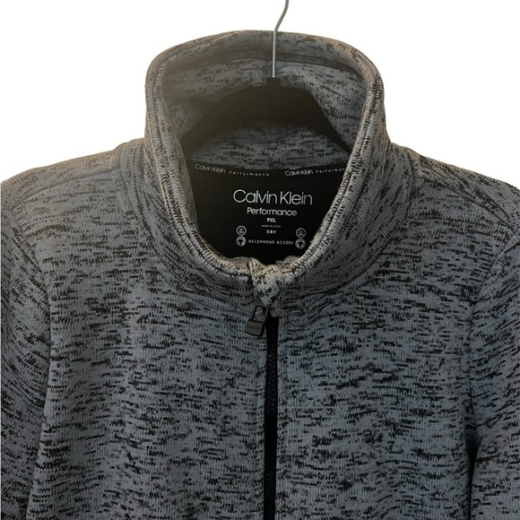 Calvin Klein Performance Full Zip Sweater Thumbholes Black Grey Warm - Picture 10 of 11